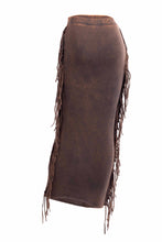 Load image into Gallery viewer, Mineral washed fringed maxi skirt