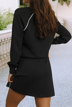 Load image into Gallery viewer, Contrast Piping Crewneck Pullover Mini Skirt Set