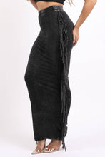 Load image into Gallery viewer, Mineral washed fringed maxi skirt