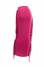 Load image into Gallery viewer, Mineral washed fringed maxi skirt
