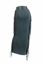 Load image into Gallery viewer, Mineral washed fringed maxi skirt

