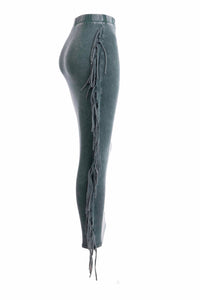 Mineral washed fringed maxi skirt