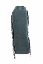 Load image into Gallery viewer, Mineral washed fringed maxi skirt
